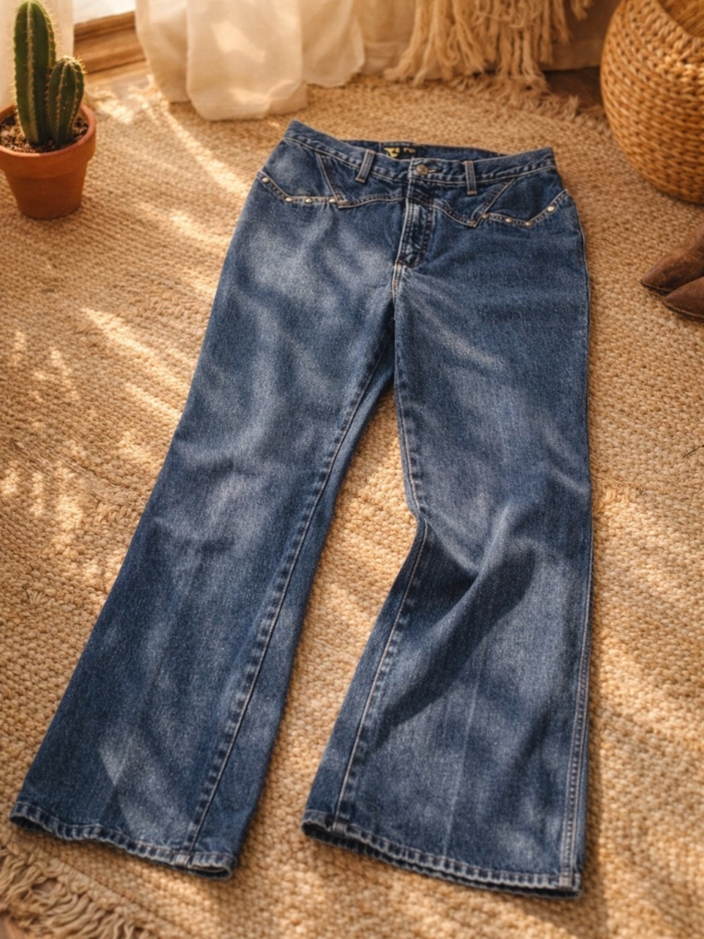 Vintage Rocky Mountain Rockies Bareback Jeans High Rise Western Bootcut Studded